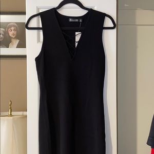 NY&Co plunging mid length black dress, new w tags
